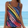 thumbnail image 2 of Caqnni Womens Printed Strappy Racerback Swim Tankini Top Only No Bottom Tankini Top Only No Bottom Effect Hanging Neck Sexy Bikini Swimsuit (M,Light Yellow), 2 of 8