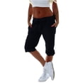 thumbnail image 3 of Casual Women Low Waist Solid Color Jogger Capri Pants with Pocket, 3 of 4