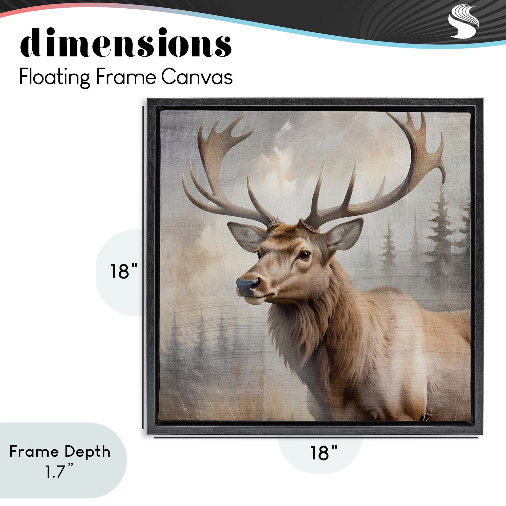 Stupell Industries Graceful Forest Stag Black Framed Floater Canvas Wall Art, design by Susan Arnot
