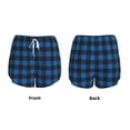 thumbnail image 3 of Balery Blue Black Plaid Pantalones cortos deportivos para mujer con forro y dos bolsillos, elásticos, para entrenamiento, gimnasio, yoga-Small, 3 of 7
