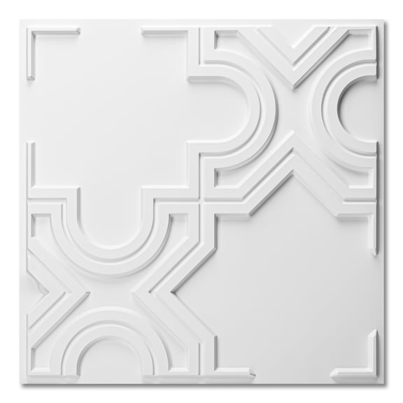 24 in x 24 in White Drop Ceiling Tiles, 3D PVC Glue Up Ceiling Tiles for Interior Decor, Home, Office,12-Pack,48 Sq.Ft/case