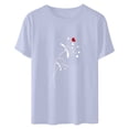 thumbnail image 5 of yievot Chemises pour Femmes Mode Manches Courtes Col Rond Impression de la Saint-Valentin Chandail Décontracté T-Shirt Hauts Chemise, 5 of 5