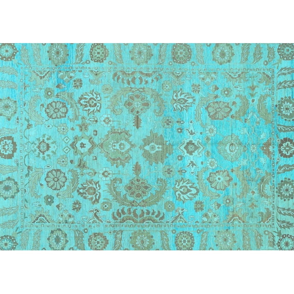 Ahgly Company Indoor Rectangle Oriental Light Blue Traditional Area Rugs, 7' x 10'