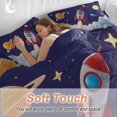 thumbnail image 4 of Cartoon Rocket Bedding Duvet Cover Set Queen Size 4 Pieces Cloud Space Stars Cute Planet Classic Bedding Set with Zipper Closure, 1 Comforter Cover 90x92 Inches 1 Flat Sheet & 2 Pillow Cases, 4 of 7