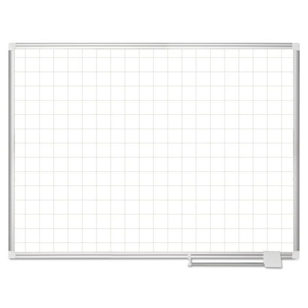 Plus Magnetic Total Erase Porcelain - Platinum Plus Magnetic Porcelain Dry Erase Board, 2 X 2 Grid, 48 X 36, Aluminum