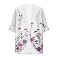 thumbnail image 5 of Sakmal Pink Womens Winter Coats Elbow-Length Cover-Up Lightweight Cardigan Floral Chiffon Loose Fit Womens Jackets and Coat, 5 of 5