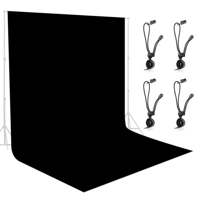 Lidlife Fondo Negro De 10 X 10 Pies Fondo Fotográfico Negro Pantalla De Fondo Tela De Poliéster Chromakey Para Fotografía Fondo De Fondo Negro Resistente A Las Arrugas Con 4 Clips De Fondo Para Video