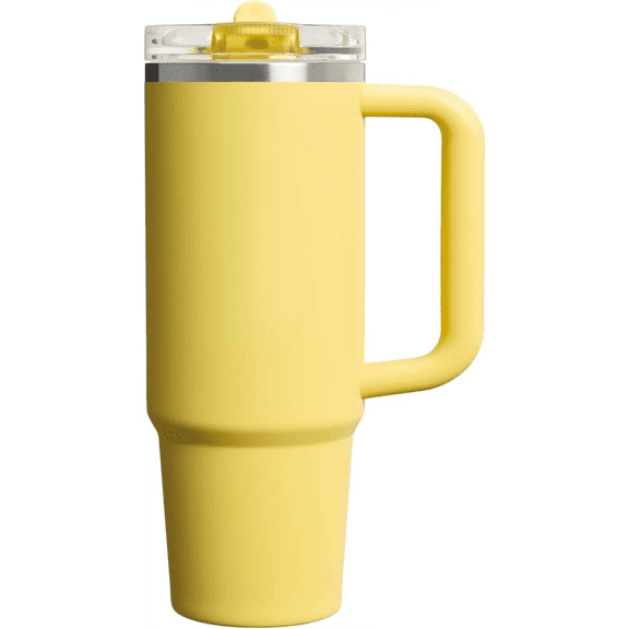 Flip Straw Tumbler 30 Ounces Leakproof Insulated Stainless Steel Cup with Built-In Straw and Handle Cupholder Compatible BPA-Free Daffodil