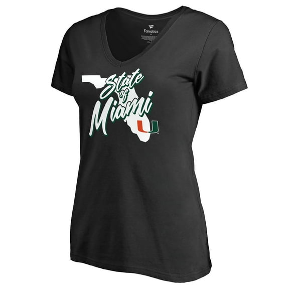 Women's Black Miami Hurricanes State of Miami V-Neck T-Shirt