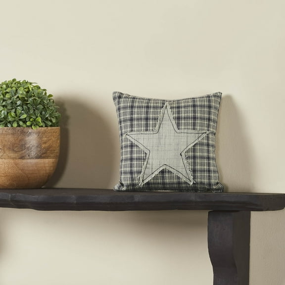 VHC Brands My Country Applique Star Pillow 6x6, Cotton Pillow With Polyester Pillow Fill, Decorative Throw Pillow, My Country Collection, Square 6x6, Navy