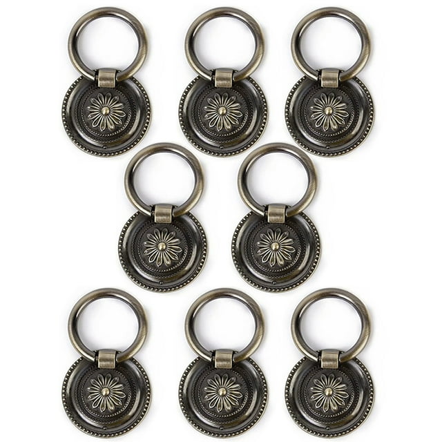 8 piezas de herrajes para gabinete, anillo antiguo para tirar del cajón, manija del anillo del gabinete, manija del cajón del gabinete