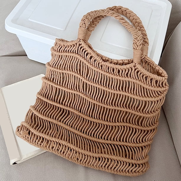 Bolsos Bolso bandolera para mujer Moda Vintage Sólido Retro Hueco Algodón Cuerda Bolso de playa Sywqhk Para Estrenar
