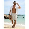 thumbnail image 5 of GIRUNS Men's Linen Shorts Casual Summer Beach Drawstring Elastic Waist Shorts with Pocket Flaxen L, 5 of 7