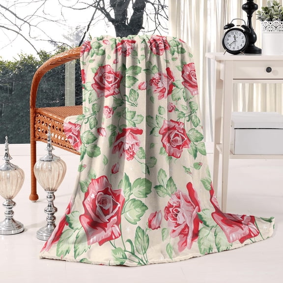 Soft & Cozy Floral Fuzzy Blanket: Delightful Flowers on 50x60in Flannel Throw Blanket - Bed Throw Blanket for Home, Bed, Sofa, Couch & Chair Decor