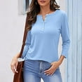 thumbnail image 2 of LYXSSBYX Button Down Shirts for Women Women's Fashionable Casual Solid Color Loose Button Long Sleeved V-neck Top/shirt, 2 of 5