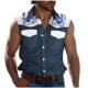 thumbnail image 1 of Camisas de Cuello para los Hombres de Moda Casual Imprimir Turndown Cuello sin Mangas Bolsillos Deportivos Tanque, Ligero Top de Verano, 1 of 5
