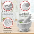 thumbnail image 2 of ALPINE CUISINE Mortar and Pestle Set Natural Marble Stone Guacamole Molcajete Bowl 5 Inches | Stone Grinder Bowl for Salsa, Herb Crusher, Grind and Crush Spices | Gift Set White 5x3 Inch, 2 of 7