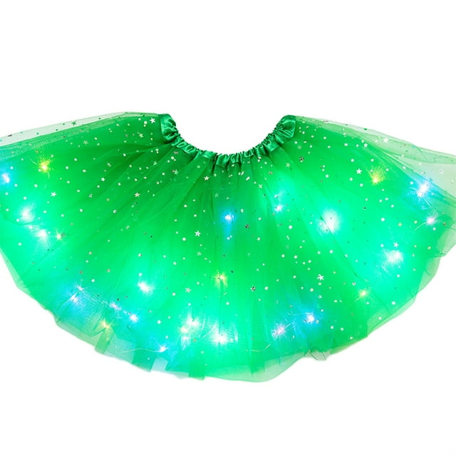 Faldas tutú para niña con lentejuelas y luces LED, ropa luminosa de ballet, disfraz brillante