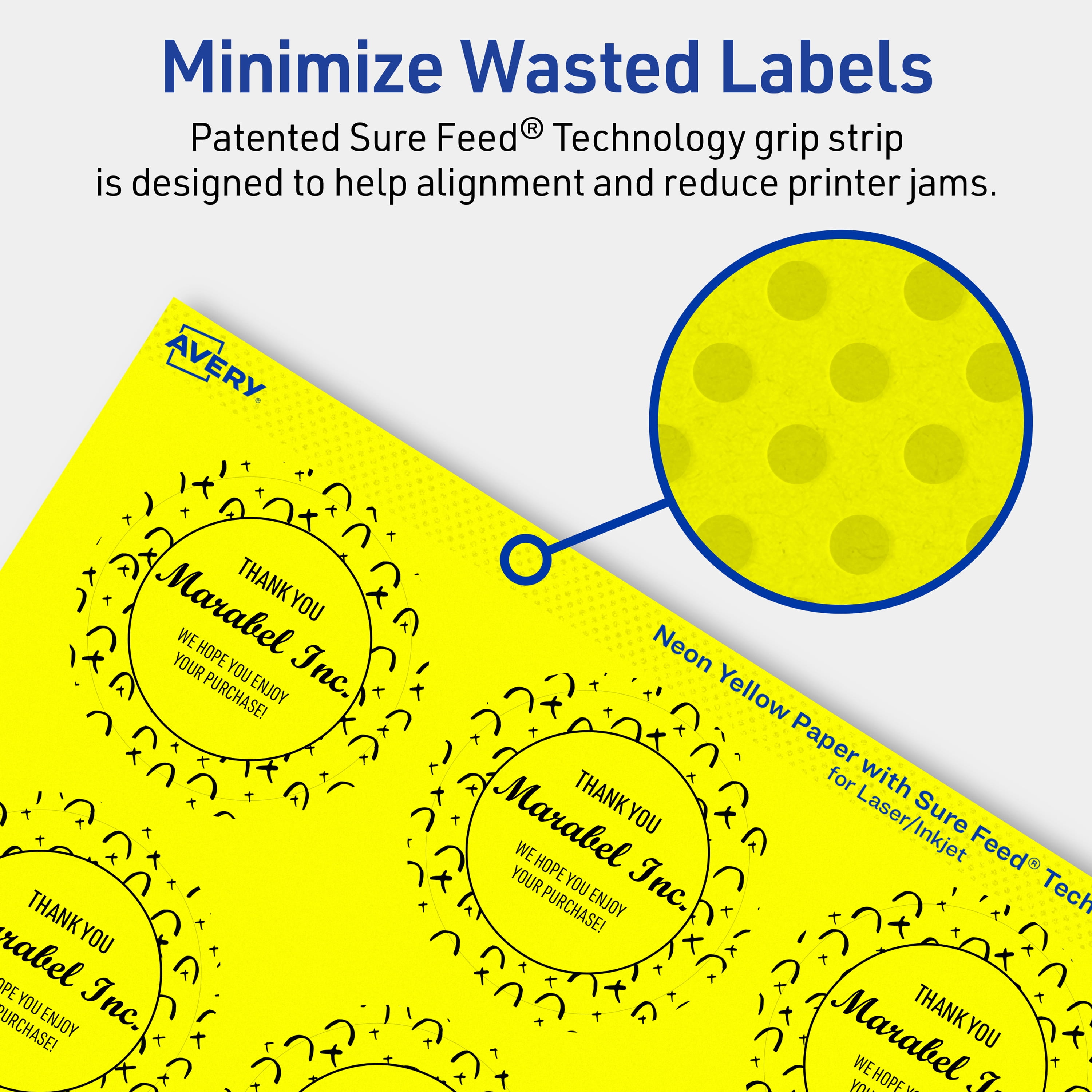 Avery Printable Round Labels, Neon Yellow, 2" Diameter, 480ct