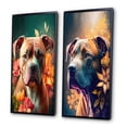 thumbnail image 3 of Designart "Pitbull Blossom Portrait I" Dog Pitbull Framed Wall Art Set Of 2 - Multicolor Animals Gallery Wall Frame Set For Home Decor, 3 of 6