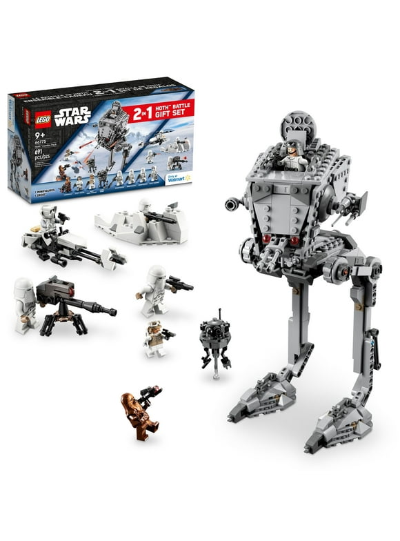 LEGO Star Wars Hoth Combo Pack 66775 Toy Value Pack, Christmas Gift for Kids, 2 in 1 Star Wars Toy with Snowtrooper Battle Pack and AT-ST, Includes Chewbacca Figure and 6 other Star Wars Characters
