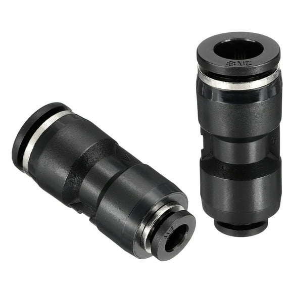 Uxcell 2 Pcs Push to Connect Fittings Reducing 3/8" Tube OD x 1/4" Tube OD Straight Pneumatic Quick Connector, Black