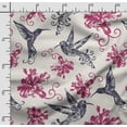 thumbnail image 2 of Soimoi Bird & Flowers Print,Cotton Poplin, Sewing Fabric Sold by The Yard 42 Inch Wide,Sewing Craft Quilting/Quilt Making Fabric, Dark Magenta, 2 of 5
