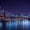 Brooklyn Bridge Glow, variant on Elephant Stock Brooklyn Bridge Glow Wall Art - Horizontal Multi Panel Canvas - Living Room Wall Decor - Architecture Multi Panel - Black And Blue Decor - 25" x 12"