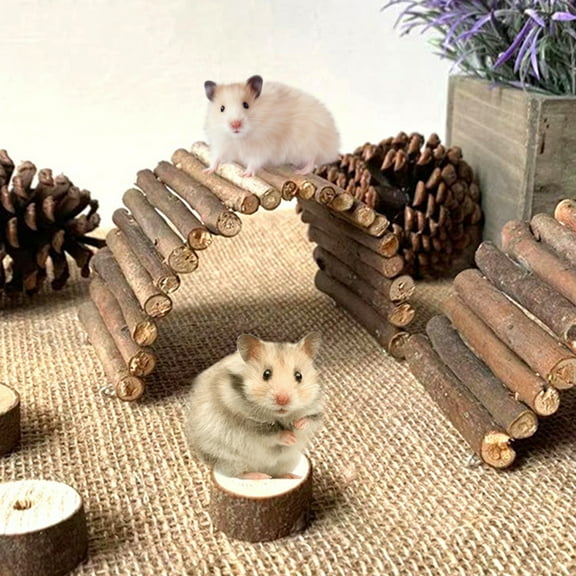 Walbest Wooden Ladder Bridge, Hamster Mouse Rat Rodents Toy, Small Animal Chew Toy