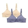 thumbnail image 4 of Bras for Women Plus Size Embroidery Steel Hoop Push Up Full Coverage Breathable Yoga Workout Everyday Bra,Khaki,38 B, 4 of 4