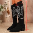 thumbnail image 4 of Embroidered Long Tube Flying Weaver Girl Big Size Thick Heel Denim Boots Retro Ethnic Elastic Boots, 4 of 8