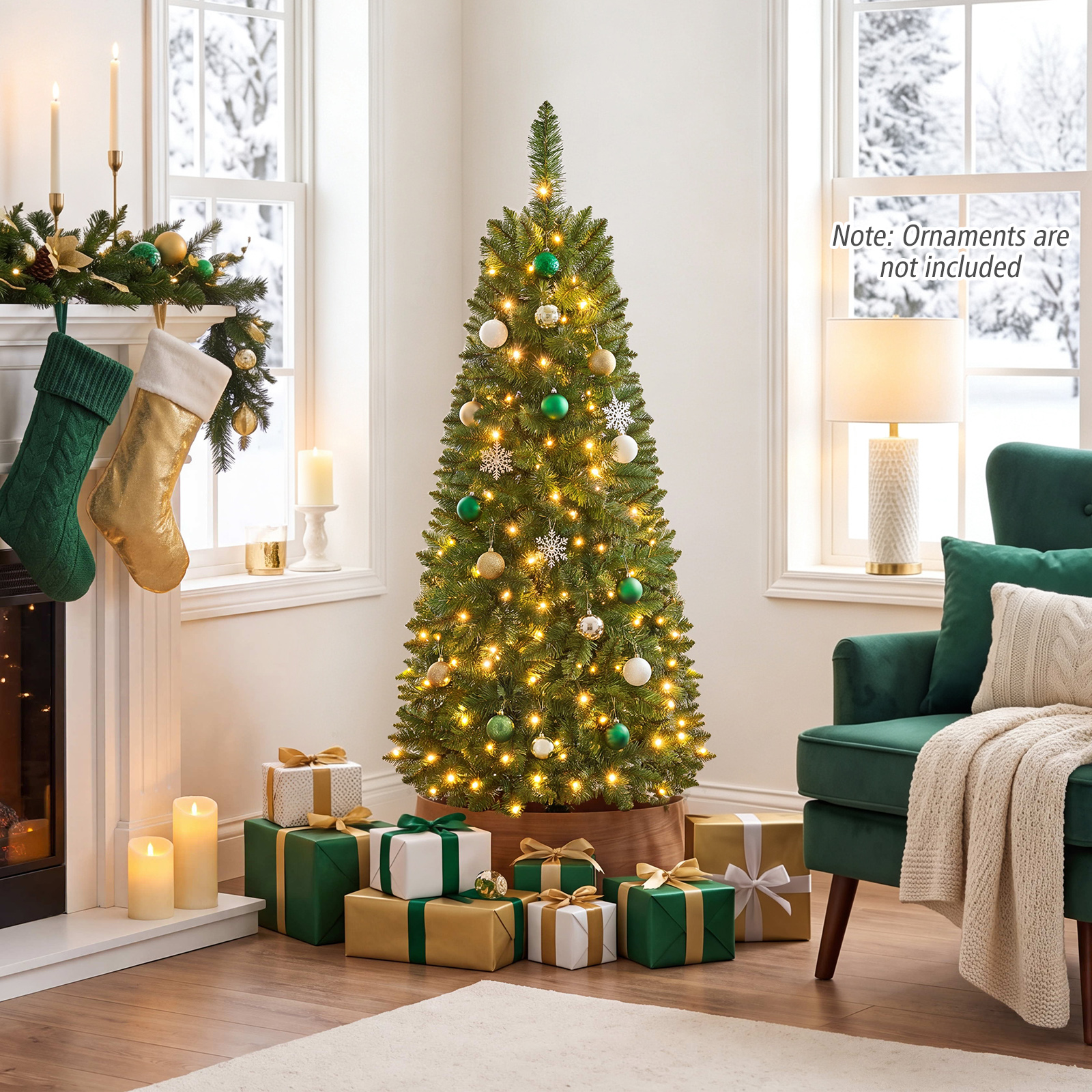 Costway 4.5ft Pre-Lit Pencil Christmas Tree with LED Lights photo 2