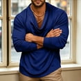 thumbnail image 6 of Zivyakyron Cowl Neck Mens Tops Fall Long Sleeve Satin Casual Soft Pullover Solid Shirt Going Out Loose Blue 2XL, 6 of 6