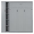 thumbnail image 4 of Full Size Murphy Wall Bed with Shelves, Wardrobe & LED Lights - Gray, 4 of 9