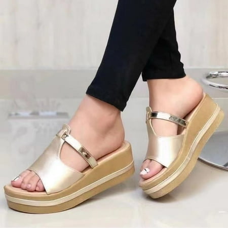 

Summer Women s Slippers Fashion Comfortable Slope Heel Thick Sole Wear Sandals