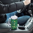 thumbnail image 4 of Yayeee 30oz Stainless Steel Tumbler with Straw and Handle Double-Wall Insulated Travel Water Bottle, Green Tennis Pattern, 4 of 8