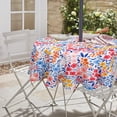 thumbnail image 5 of Round Outdoor Tablecloth with Umbrella Hole and Zipper, Patio Table Cloth with Umbrella Hole Round, Fabric Waterproof Colorful Flower Tablecloth for Spring/Summer/Party/Picnic, 60" x 60", 5 of 6