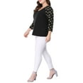thumbnail image 6 of MODA NOVA Juniors' Plus Size V Neck 3/4 Sleeve Raglan Floral Top Black 3X, 6 of 7