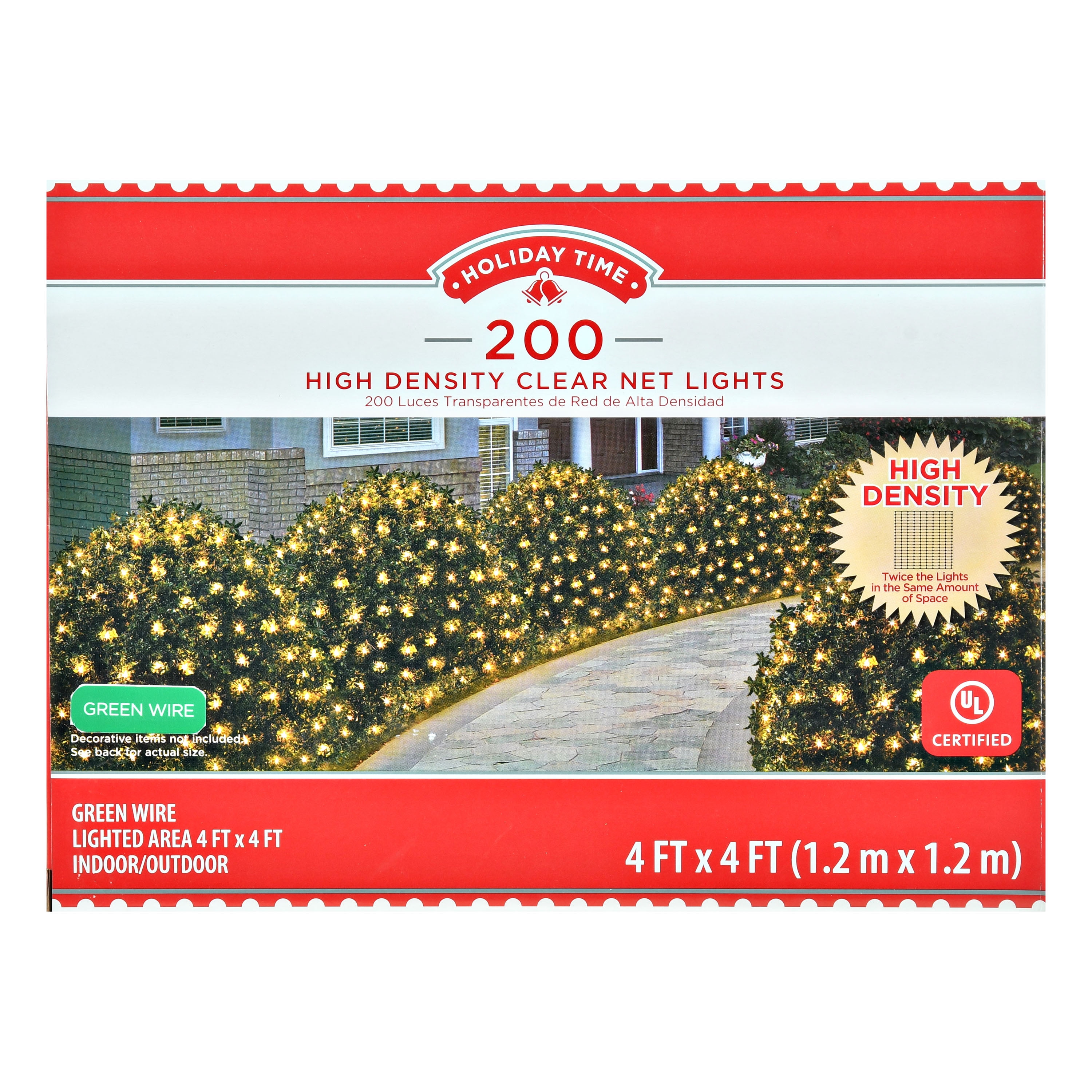 Holiday Time 200 Count High Density Clear Net Light Set Indoor/Outdoor 4'x4' 