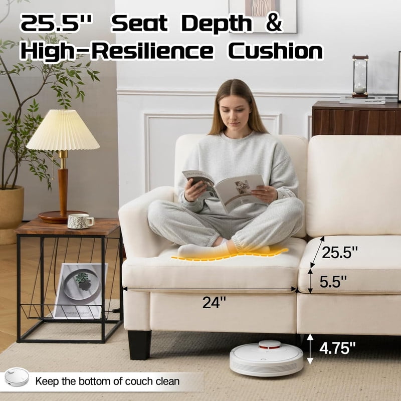 84" Modern 3-Seater Sofa, Upholstered Couch with Washable Covers and 25.6'' Deep Seat, Comfy Sofa Couch for Living Room, Bedroom, Apartment, Office