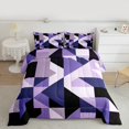 thumbnail image 2 of Manfei Chic Abstract Stripes Full Size Comforter Sets for Adult, Purple Rectangle Geometric Bedding Comforter Set, Retro Artwork Reversible Bedding Sets, Super Cozy Room Decor, 3-Piece, 2 of 8