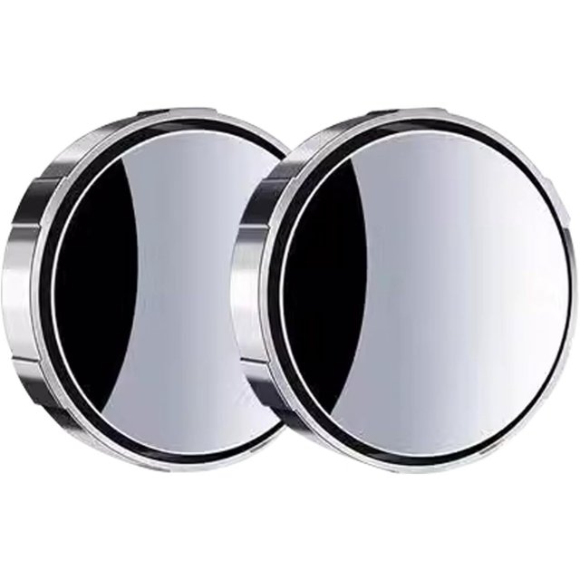 AVEKI Small Round Mirror Rearview Mirror Car Reversing Auxiliary Mirror 360° Adjustable Vacuum Adsorption Type,Silver 0601M