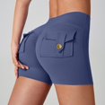 thumbnail image 2 of Chroia Women High Waisted Scrunch Workout Shorts with Pockets, Charm Gym Biker Yoga Booty Lifting Cargo Bottoms, 2 of 9