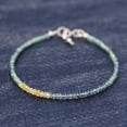 thumbnail image 2 of Multi Sapphire 2-2.5mm Rondelle Shape Faceted Cut Beads 7 inch Adjustable Silver Plated Clasp Bracelet for men, women, unisex. Link Chain Stacking Bracelet.|LINK_04930, 2 of 4