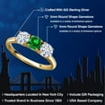 thumbnail image 2 of Gem Stone King 18K Yellow Gold Plated Silver Green Created Emerald and White Moissanite Engagement Ring for Women | 1.84 Cttw | Round 5MM | Gemstone May Birthstone | Size 6, 2 of 7
