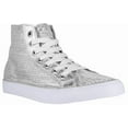 thumbnail image 2 of Gotta Flurt Girl's Disco II Hi Top Silver Sequin Dance Sneaker, size 2, 2 of 4