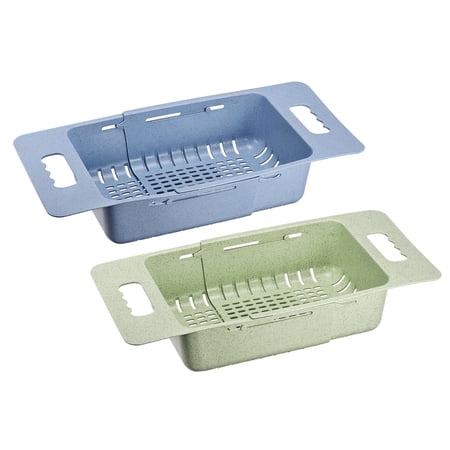 Unique Bargains Plastic Extendable Over the Sink Strainer Fruit Wash Baskets 2 Pcs