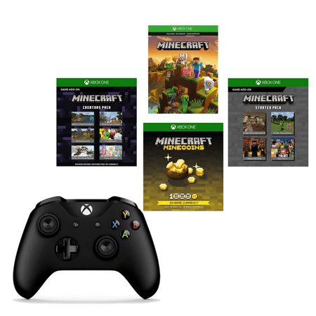Xbox One/PC Bluetooth Wireless Controller Black + Minecraft Full Game(Digital Code) Enjoy Time with Friends and