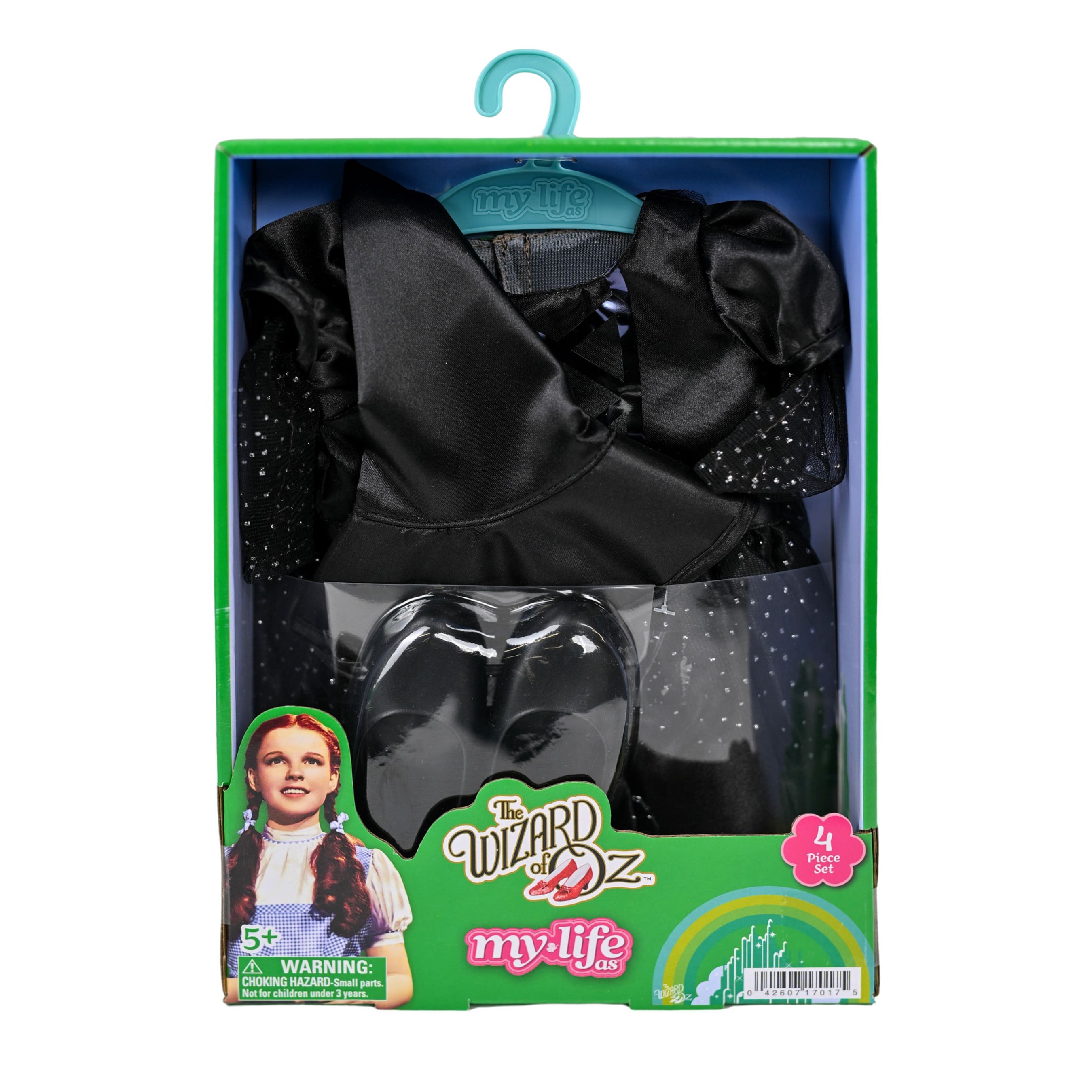 My Life As Wizard of Oz Wicked Witch Fashion Set for 18-inch Doll, 4 Pieces Included, Black Color