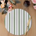 thumbnail image 3 of Sage Green Stripe Round 13 Inch Placemats Set of 8, Geometric Grey White Vertical Striped HeatResistant Non Slip Place Mats for Dining Table, Wipeable Braided Kitchen Table Mats for Housewarming, 3 of 9